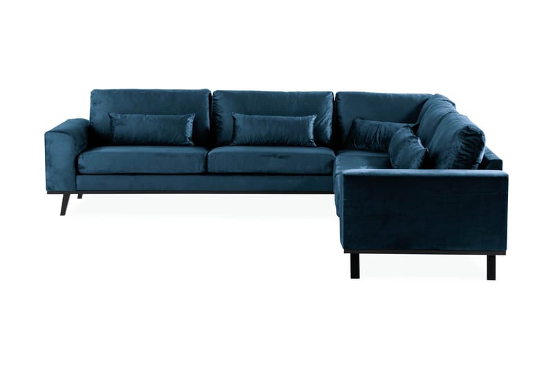 Copenhagen 6-seters L-formet Hjørnesofa i Fløyel - Blå - Møbler - Sofaer - Hjørnesofa