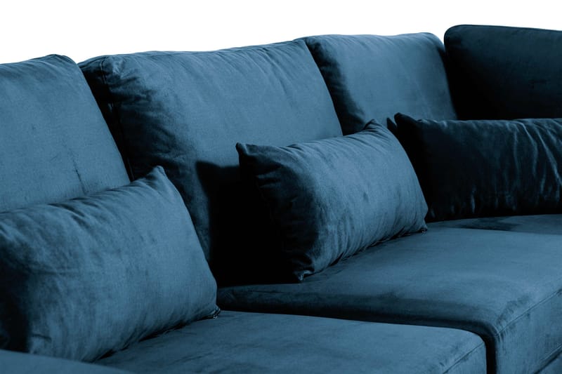 Copenhagen 6-seters L-formet Hjørnesofa i Fløyel - Blå - Møbler - Sofaer - Hjørnesofa