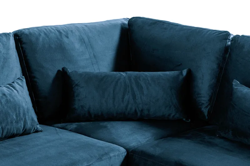 Copenhagen 6-seters L-formet Hjørnesofa i Fløyel - Blå - Møbler - Sofaer - Hjørnesofa