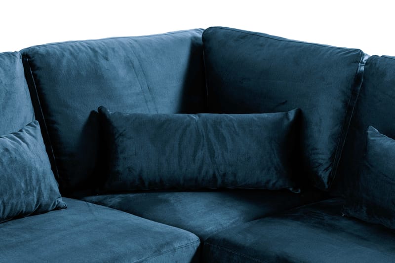 Copenhagen 6-seters L-formet Hjørnesofa i Fløyel - Blå - Møbler - Sofaer - Hjørnesofa