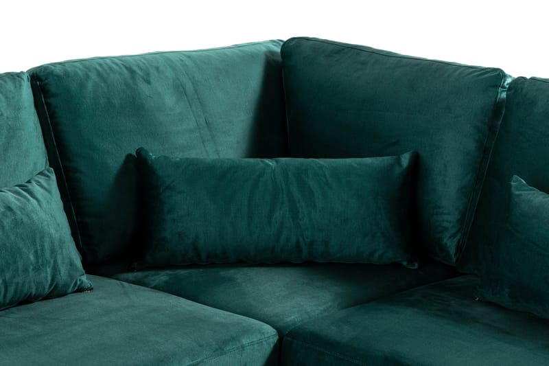 Copenhagen 6-seters L-formet Hjørnesofa i Fløyel - Grønn - Møbler - Sofaer - Hjørnesofa