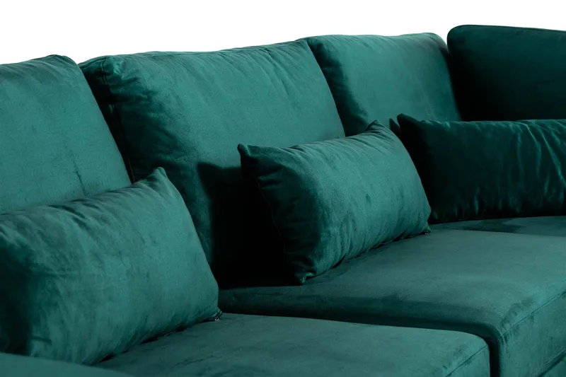 Copenhagen 6-seters L-formet Hjørnesofa i Fløyel - Grønn - Møbler - Sofaer - Hjørnesofa