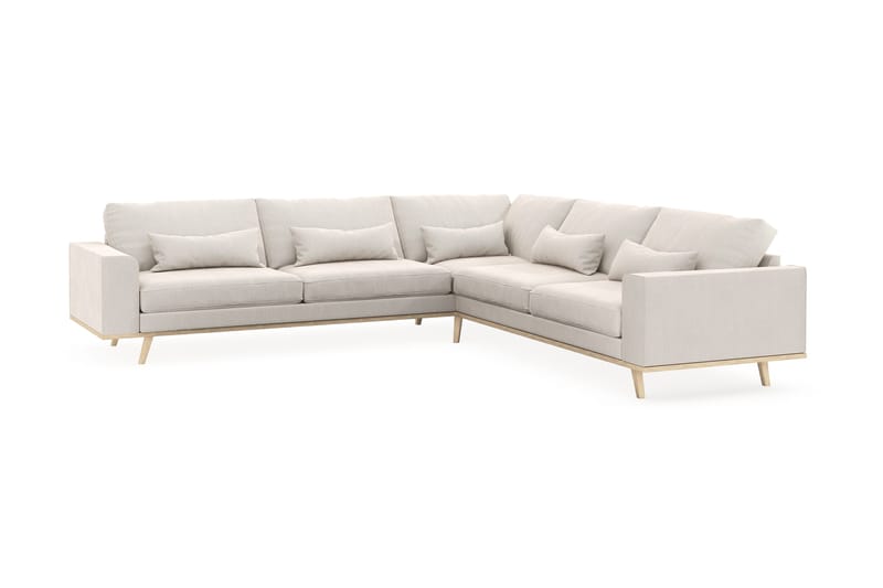 Copenhagen 6-seters L-formet Hjørnesofa i Fløyel - Kremhvit - Møbler - Sofaer - Hjørnesofa