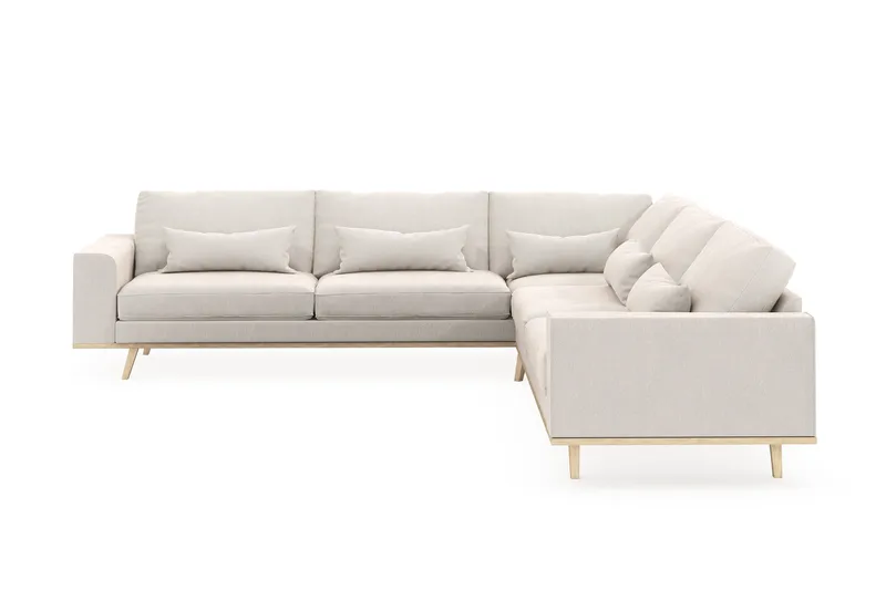 Copenhagen 6-seters L-formet Hjørnesofa i Fløyel, Kremhvit