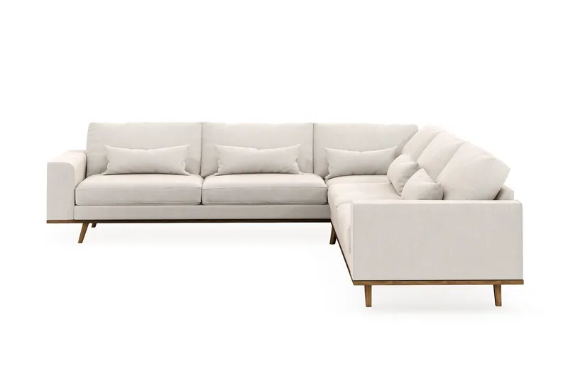 Copenhagen 6-seters L-formet Hjørnesofa i Fløyel, Kremhvit