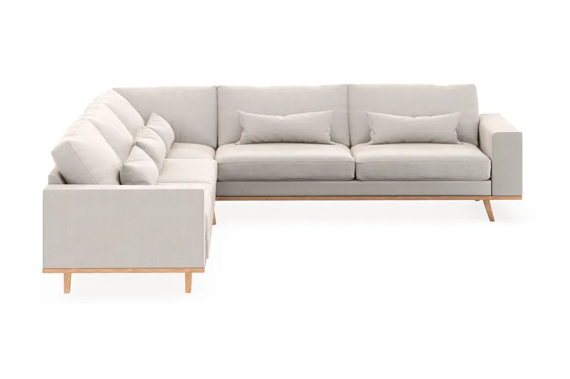 Copenhagen 6-seters L-formet Hjørnesofa i Fløyel - Kremhvit - Møbler - Sofaer - Hjørnesofa