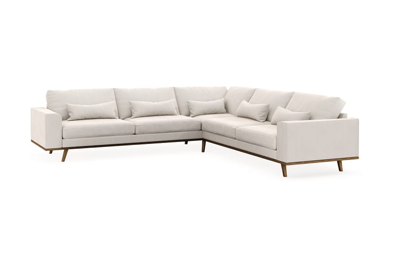 Copenhagen 6-seters L-formet Hjørnesofa i Fløyel - Kremhvit - Møbler - Sofaer - Hjørnesofa