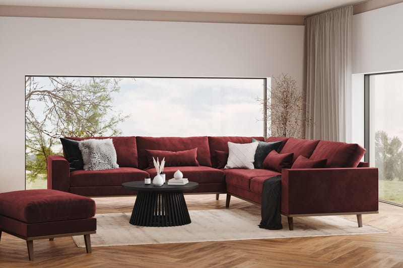 Copenhagen 6-seters L-formet Hjørnesofa i Fløyel - Lilla - Møbler - Sofaer - Hjørnesofa