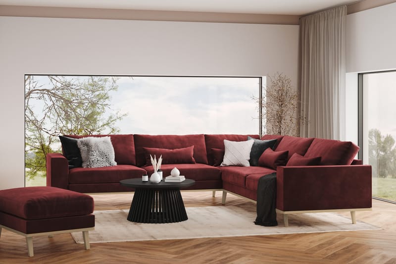 Copenhagen 6-seters L-formet Hjørnesofa i Fløyel - Lilla - Møbler - Sofaer - Hjørnesofa