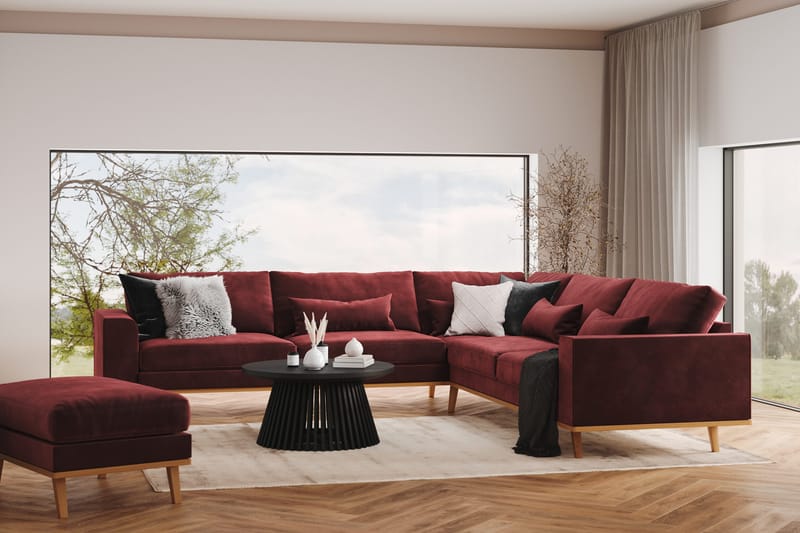 Copenhagen 6-seters L-formet Hjørnesofa i Fløyel - Lilla - Møbler - Sofaer - Hjørnesofa