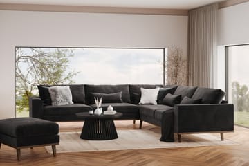 Copenhagen 6-seters L-formet Hjørnesofa i Fløyel - Mørk grå - Møbler - Sofaer - Hjørnesofa