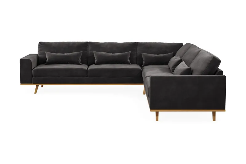 Copenhagen 6-seters L-formet Hjørnesofa i Fløyel - Mørk grå - Møbler - Sofaer - Hjørnesofa