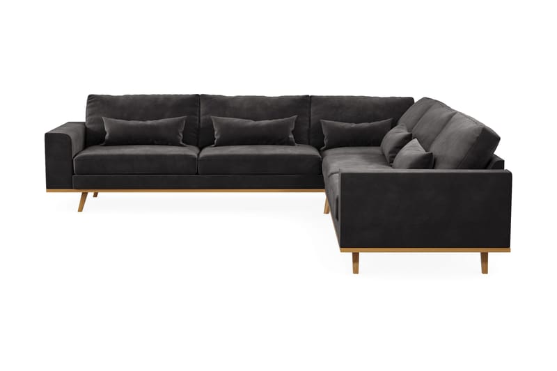 Copenhagen 6-seters L-formet Hjørnesofa i Fløyel - Mørk grå - Møbler - Sofaer - Hjørnesofa