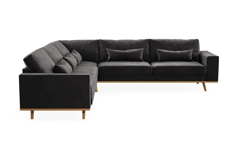Copenhagen 6-seters L-formet Hjørnesofa i Fløyel - Mørk grå - Møbler - Sofaer - Hjørnesofa