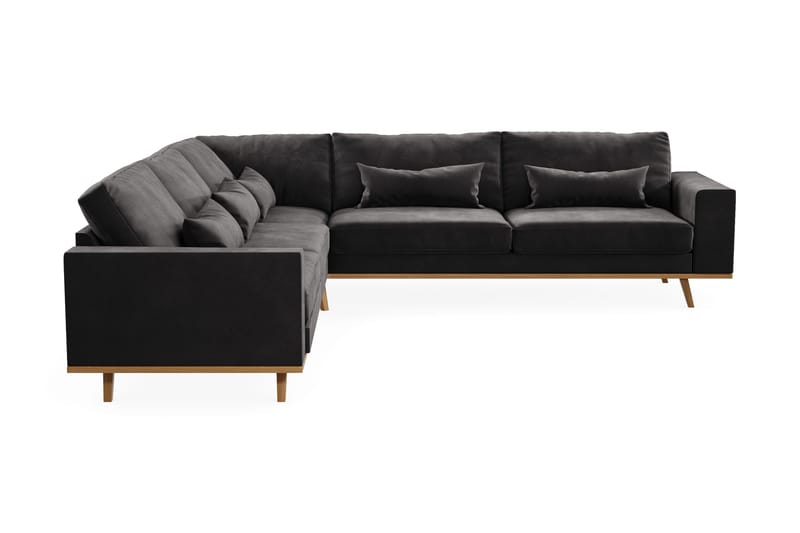 Copenhagen 6-seters L-formet Hjørnesofa i Fløyel - Mørk grå - Møbler - Sofaer - Hjørnesofa