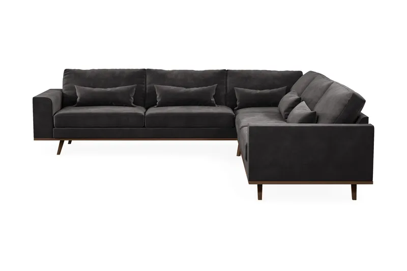 Copenhagen 6-seters L-formet Hjørnesofa i Fløyel - Mørk grå - Møbler - Sofaer - Hjørnesofa