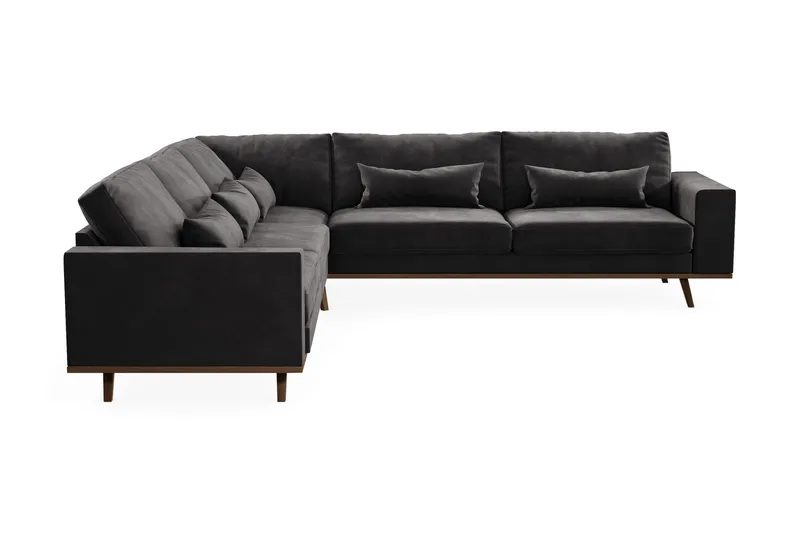 Copenhagen 6-seters L-formet Hjørnesofa i Fløyel - Mørk grå - Møbler - Sofaer - Hjørnesofa