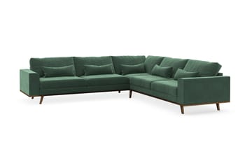 Copenhagen 6-seters L-formet Hjørnesofa i Fløyel - Mørk grønn - Møbler - Sofaer - Hjørnesofa
