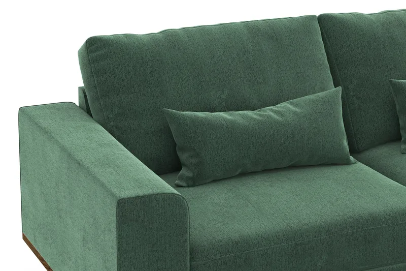 Copenhagen 6-seters L-formet Hjørnesofa i Fløyel - Mørk grønn - Møbler - Sofaer - Hjørnesofa