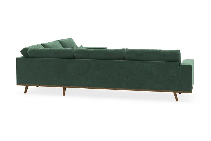 Copenhagen 6-seters L-formet Hjørnesofa i Fløyel - Mørk grønn - Møbler - Sofaer - Hjørnesofa