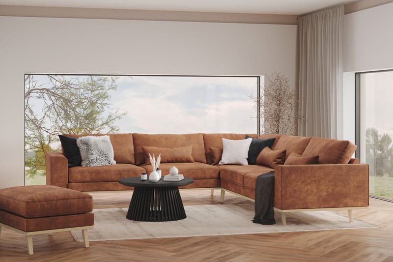 Copenhagen 6-seters L-formet Hjørnesofa i Kunstlær - Brun - Møbler - Sofaer - Hjørnesofa