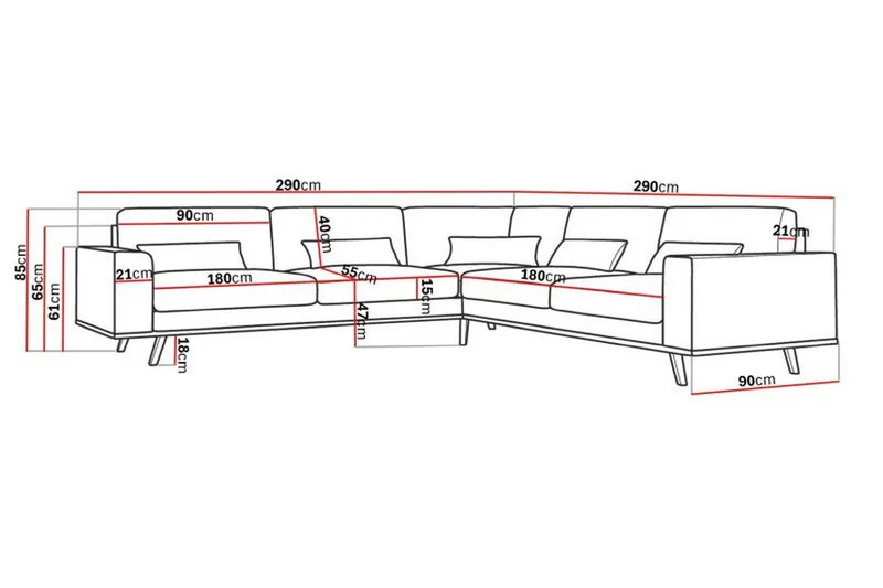Copenhagen 6-seters L-formet Hjørnesofa i Kunstlær - Brun - Møbler - Sofaer - Hjørnesofa