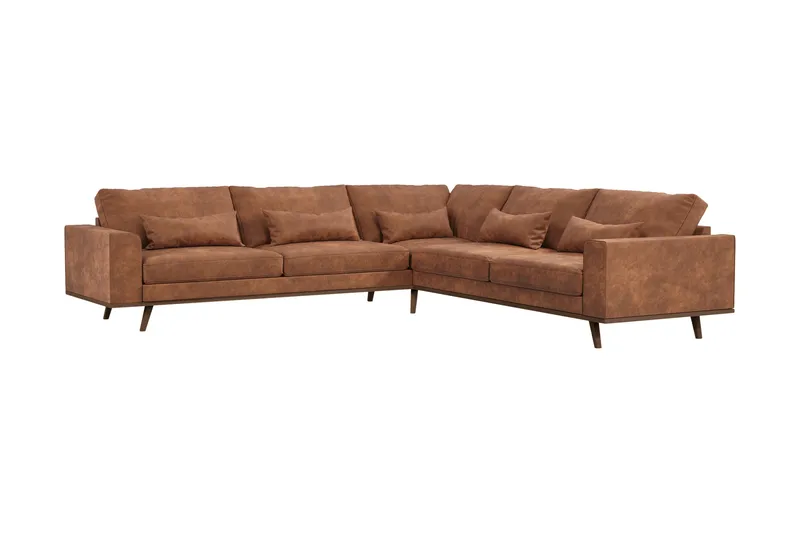 Copenhagen 6-seters L-formet Hjørnesofa i Kunstlær - Brun - Møbler - Sofaer - Hjørnesofa