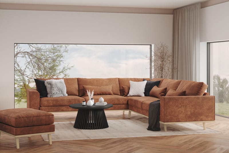 Copenhagen 6-seters L-formet Hjørnesofa i Kunstlær - Brun - Møbler - Sofaer - Hjørnesofa