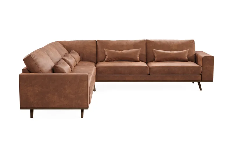 Copenhagen 6-seters L-formet Hjørnesofa i Kunstlær - Brun - Møbler - Sofaer - Hjørnesofa