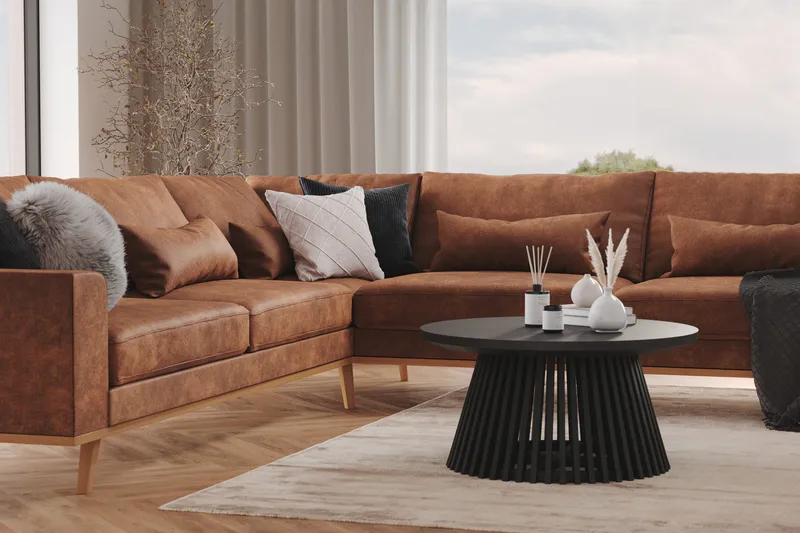 Copenhagen 6-seters L-formet Hjørnesofa i Kunstlær - Brun - Møbler - Sofaer - Hjørnesofa
