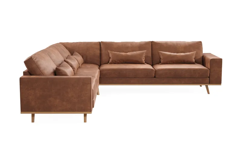 Copenhagen 6-seters L-formet Hjørnesofa i Kunstlær - Brun - Møbler - Sofaer - Hjørnesofa