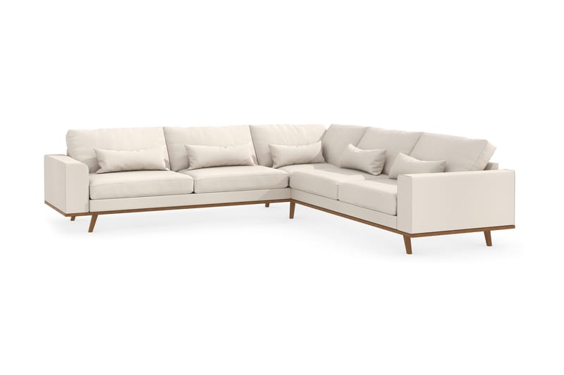 Copenhagen 6-seters L-formet Hjørnesofa i Stoff - Beige - Møbler - Sofaer - Hjørnesofa