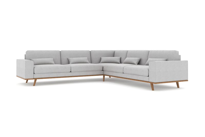 Copenhagen 6-seters L-formet Hjørnesofa i Stoff - Grå - Møbler - Sofaer - Hjørnesofa