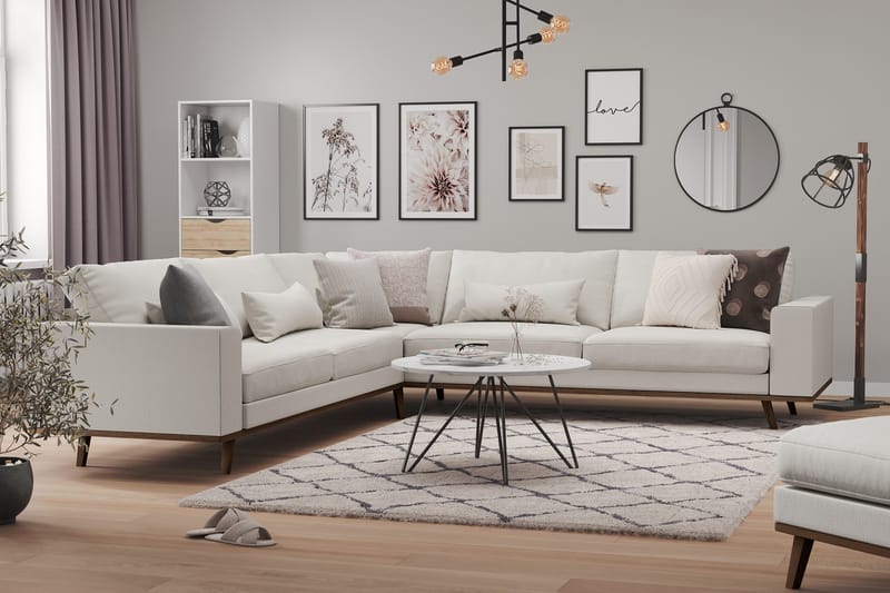 Copenhagen 6-seters L-formet Hjørnesofa i Stoff - Lys grå - Møbler - Sofaer - Hjørnesofa