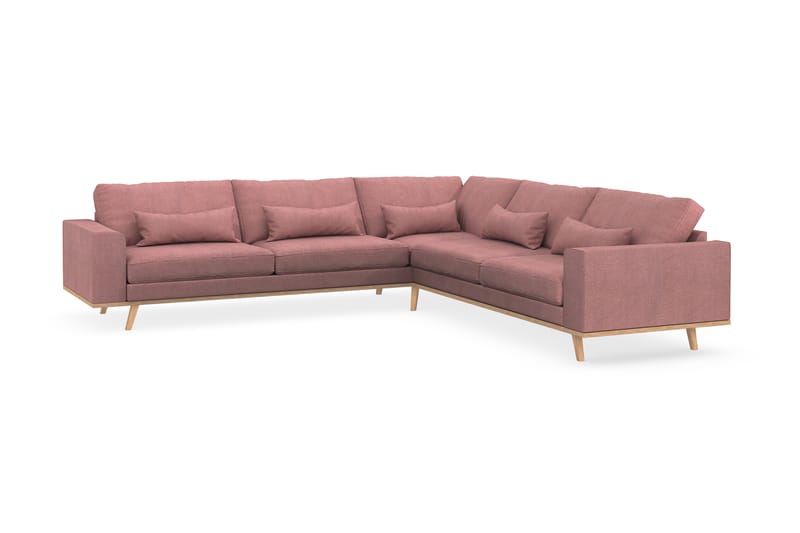 Copenhagen 6-seters L-formet Hjørnesofa i Stoff - Rosa - Møbler - Sofaer - Hjørnesofa