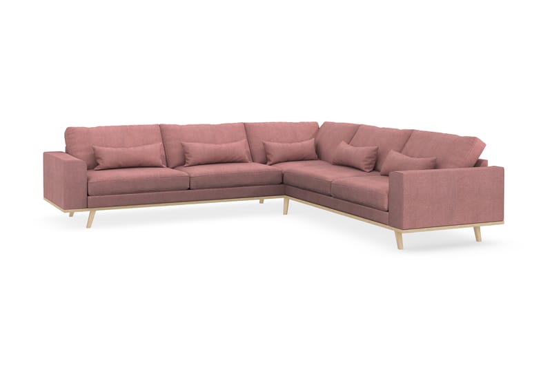 Copenhagen 6-seters L-formet Hjørnesofa i Stoff - Rosa - Møbler - Sofaer - Hjørnesofa