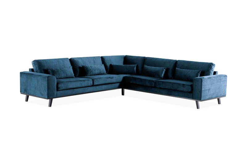 Copenhagen Hjørnesofa Fløyel - Blå - Møbler - Sofaer - Hjørnesofa