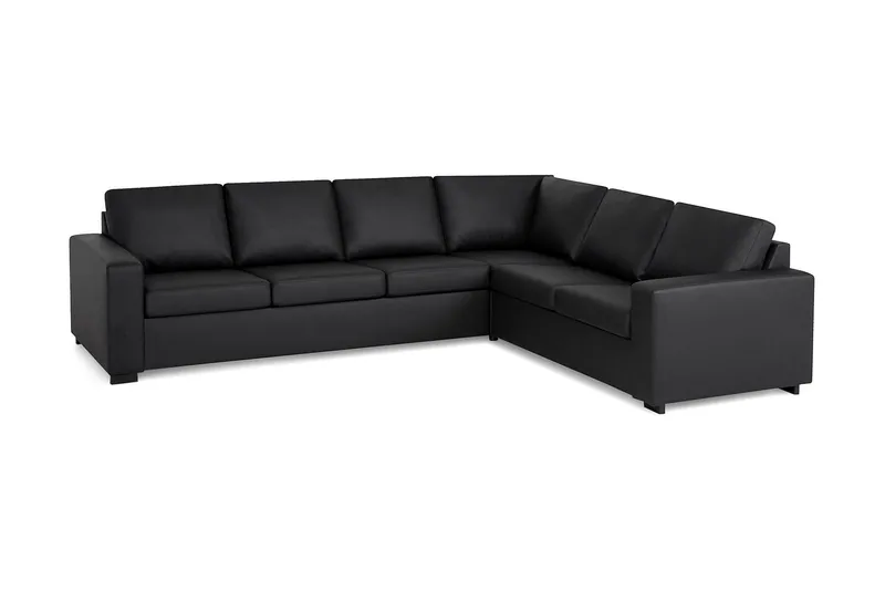 Crazy 5-seters Vendbar L-formet Large Hjørnesofa i Kunstlær - Svart - Møbler - Sofaer - Sofa med sjeselong