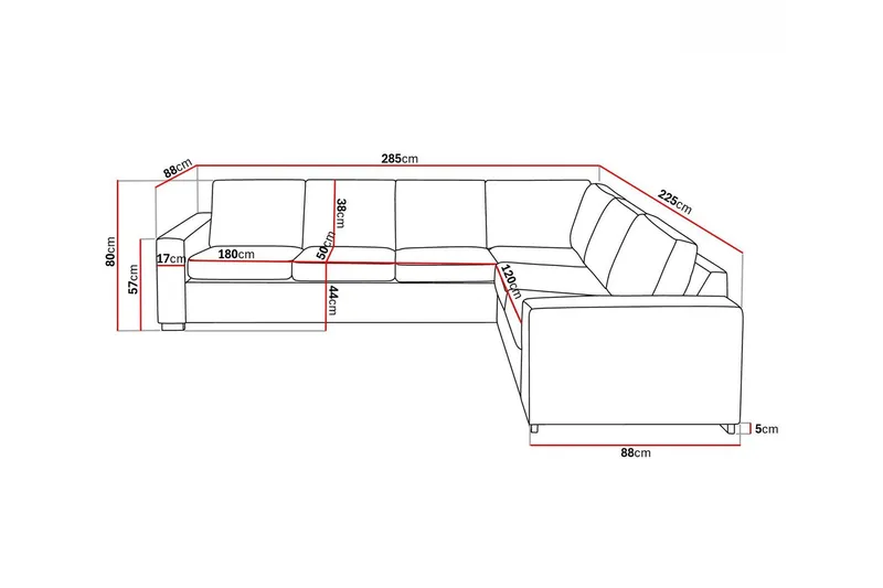 Crazy 5-seters Vendbar L-formet Large Hjørnesofa i Kunstlær - Svart - Møbler - Sofaer - Sofa med sjeselong