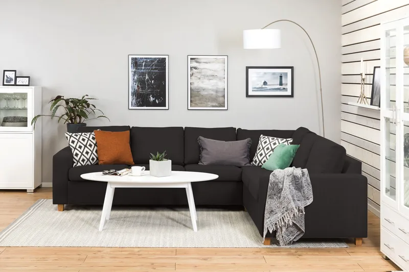 Crazy 5-seters Vendbar L-formet Large Hjørnesofa i Stoff - Antrasitt - Møbler - Sofaer - Hjørnesofa