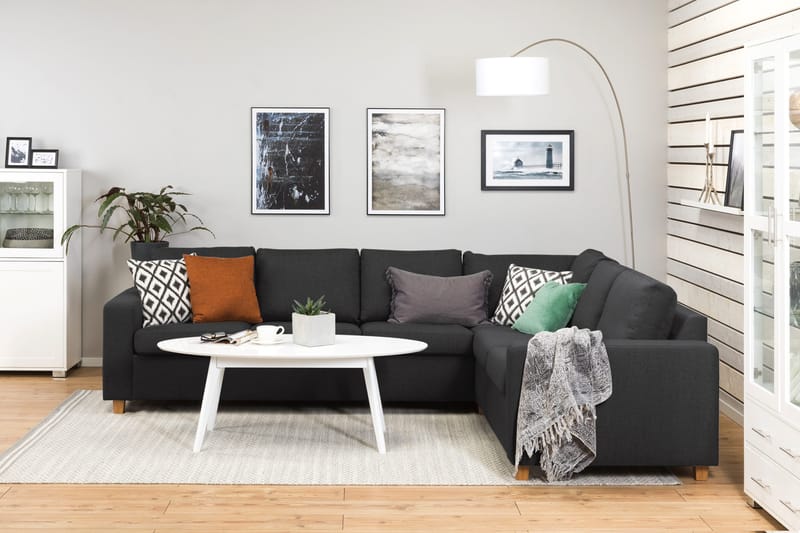 Crazy 5-seters Vendbar L-formet Large Hjørnesofa i Stoff - Antrasitt - Møbler - Sofaer - Hjørnesofa