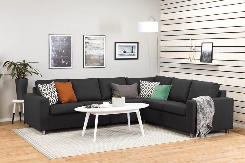 Crazy 5-seters Vendbar L-formet Large Hjørnesofa i Stoff - Antrasitt - Møbler - Sofaer - Hjørnesofa