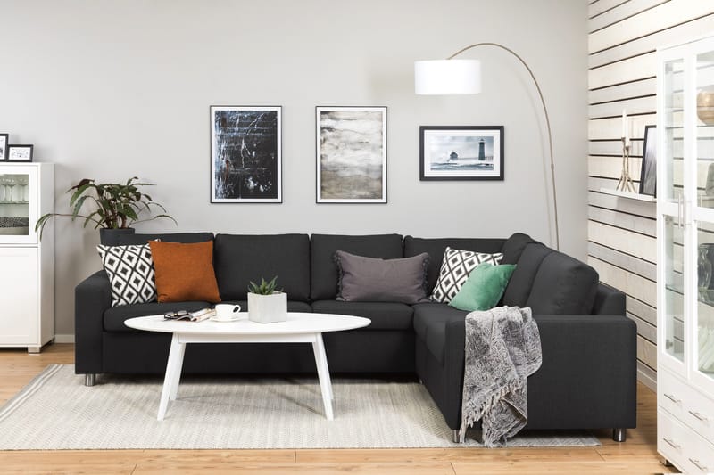 Crazy 5-seters Vendbar L-formet Large Hjørnesofa i Stoff - Antrasitt - Møbler - Sofaer - Hjørnesofa