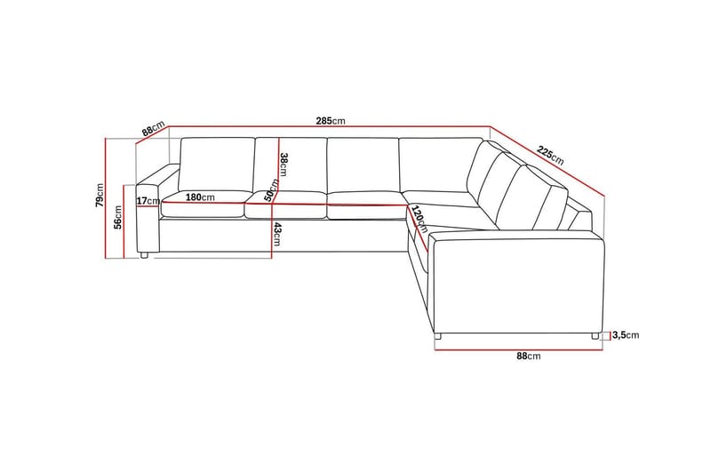 Crazy 5-seters Vendbar L-formet Large Hjørnesofa i Stoff - Antrasitt - Møbler - Sofaer - Hjørnesofa