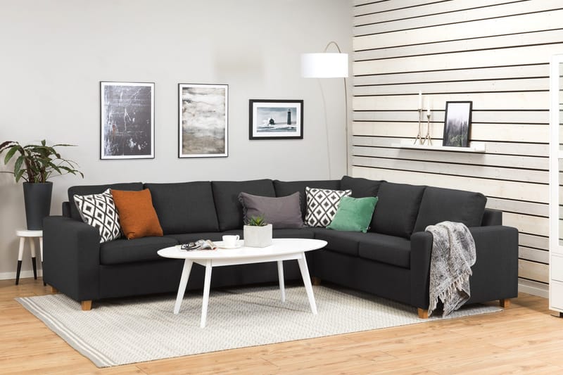 Crazy 5-seters Vendbar L-formet Large Hjørnesofa i Stoff - Antrasitt - Møbler - Sofaer - Hjørnesofa