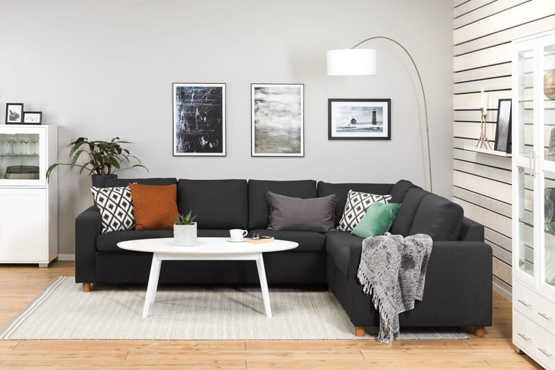 Crazy 5-seters Vendbar L-formet Large Hjørnesofa i Stoff - Antrasitt - Møbler - Sofaer - Hjørnesofa