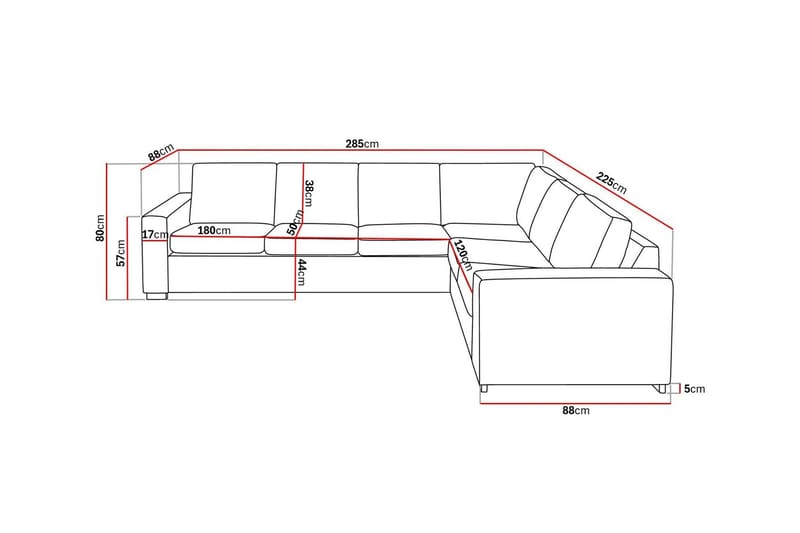 Crazy 5-seters Vendbar L-formet Large Hjørnesofa i Stoff - Beige - Møbler - Sofaer - Hjørnesofa