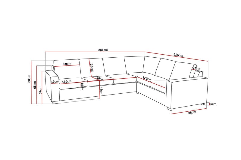 Crazy 5-seters Vendbar L-formet Large Hjørnesofa i Stoff - Beige - Møbler - Sofaer - Hjørnesofa
