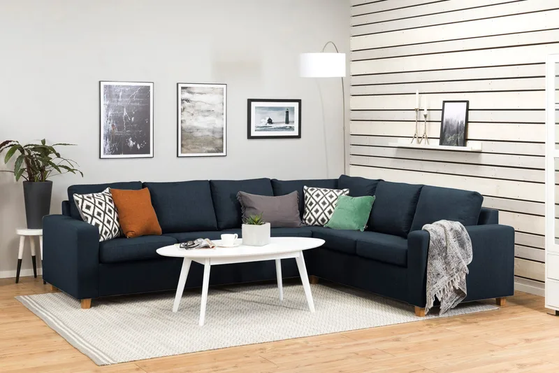 Crazy 5-seters Vendbar L-formet Large Hjørnesofa i Stoff - Blå - Møbler - Sofaer - Hjørnesofa