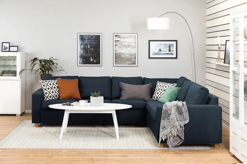 Crazy 5-seters Vendbar L-formet Large Hjørnesofa i Stoff - Blå - Møbler - Sofaer - Hjørnesofa